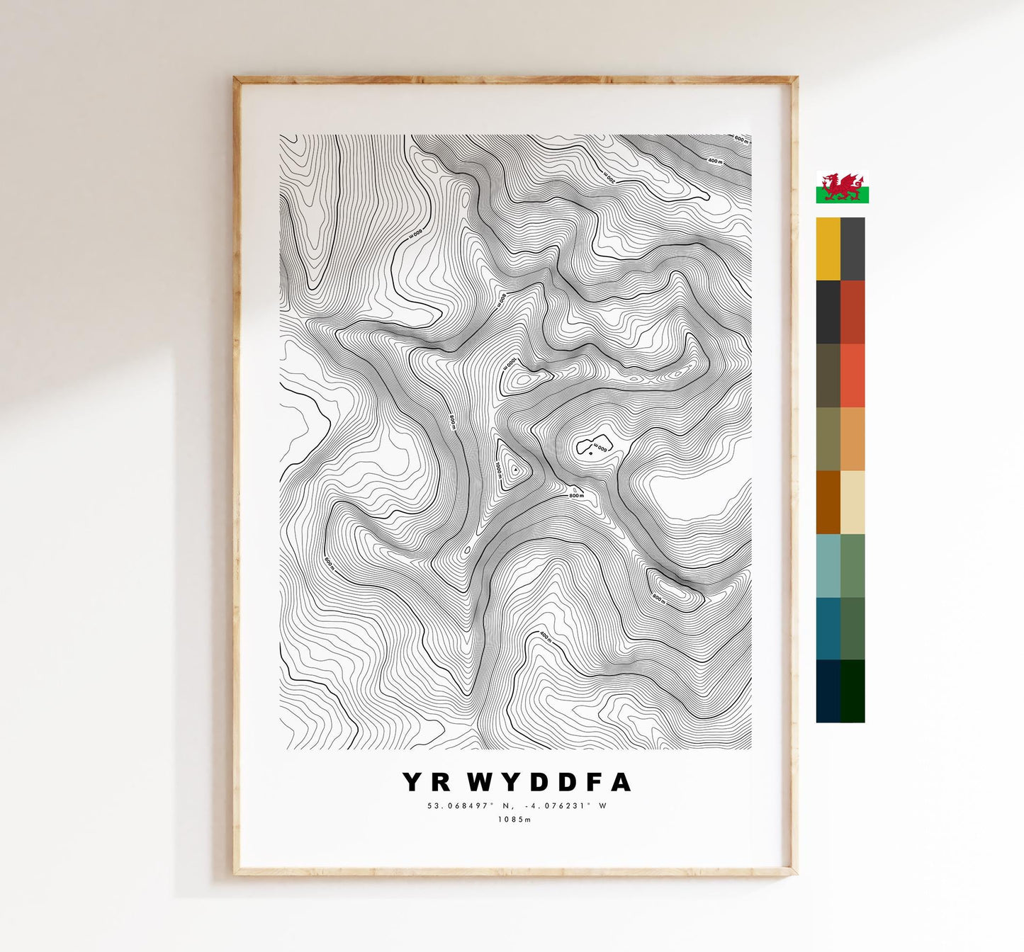 Yr Wyddfa Print - Contour Map - Snowdon Poster - Wales - Topographic Map - Print - Poster - Wall Art - Snowdon Map - Snowdon - Topography