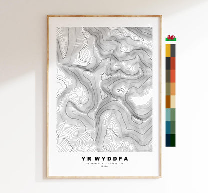 Yr Wyddfa Print - Contour Map - Snowdon Poster - Wales - Topographic Map - Print - Poster - Wall Art - Snowdon Map - Snowdon - Topography