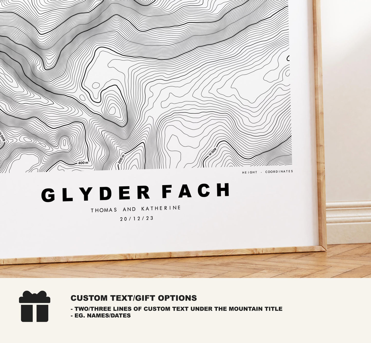 Glyder Fach Print - Contour Map - Snowdonia - Wales - Topographic Map - Print - Poster - Wall Art - Glyder Fach Poster - Glyderau