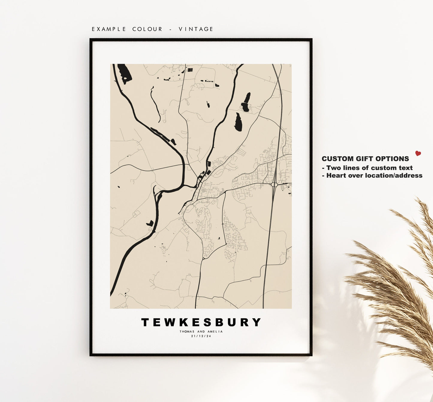 Tewkesbury Map Print - Minimalist City Map Poster - Map Art - UK - Tewkesbury Print - Tewkesbury Poster - Different Colours Available