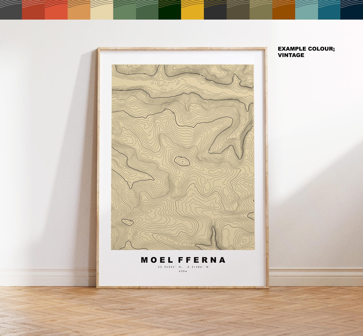 Moel Fferna Print - Contour Map - Berwyn Range - Wales - Topographic Map - Print - Wall Art - Moel Fferna Poster - Contour Map - Topography