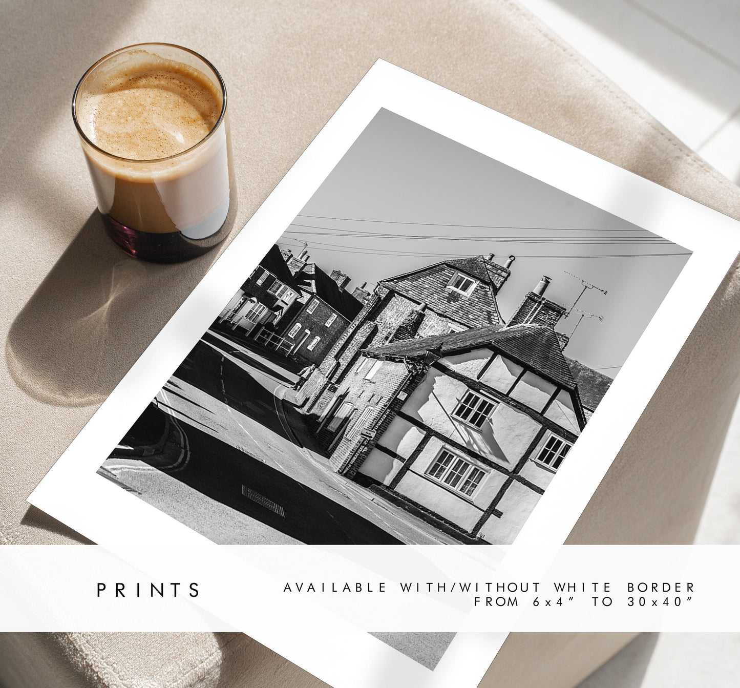 Wickham Photography Print - Hampshire Photography Prints - Wall Art -  Frame and Canvas Options - Portrait  - UK - Black and White
