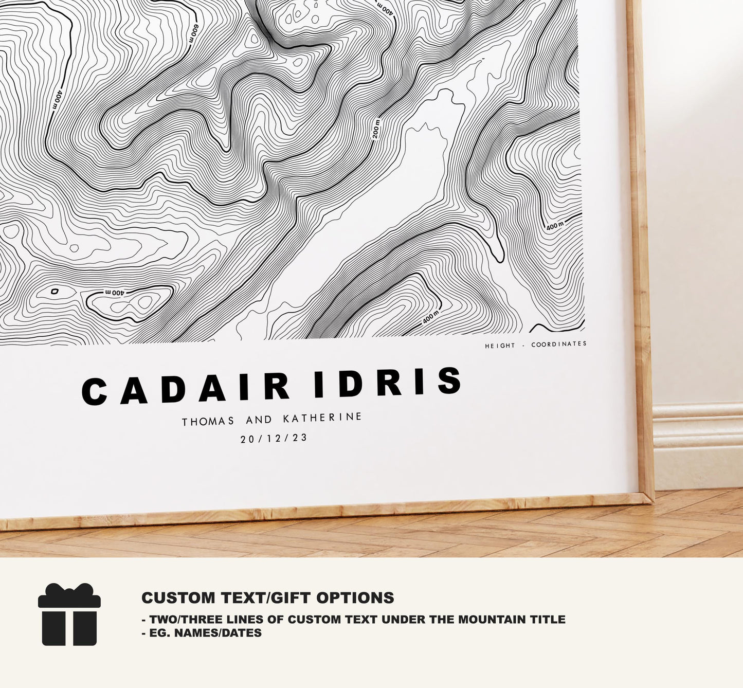 Cadair Idris Print - Contour Map - Snowdonia - Wales - Topographic Map - Print - Wall Art - Cadair Idris Poster - Penygader - Cader Idris