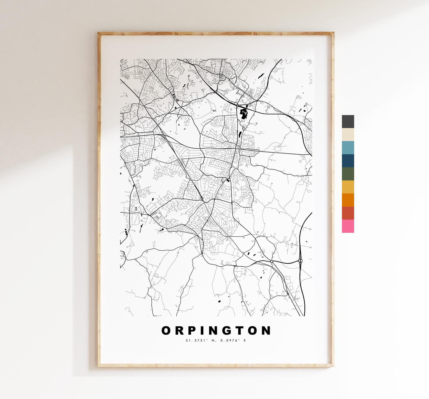 Orpington Map Print - Minimalist City Map Poster - Map Art - UK - Orpington Print - Orpington, London - Different Colours Available