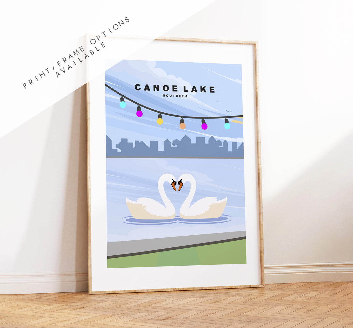Canoe Lake Travel Poster - Wall Art Print - Southsea and Portsmouth Travel Posters - Minimalist Retro Style - Prints or Framed Prints