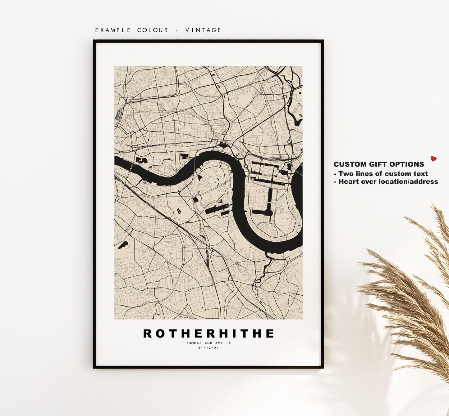 Rotherhithe Map Print - Minimalist City Map Poster - Map Art - UK - Rotherhithe Print - Rotherhithe, London - Different Colours Available