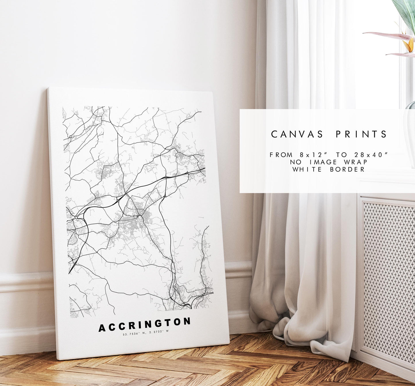 Accrington Map Print - Minimalist City Map Poster - Map Art - UK - Accrington Print - Accrington, Lancashire - Different Colours Available