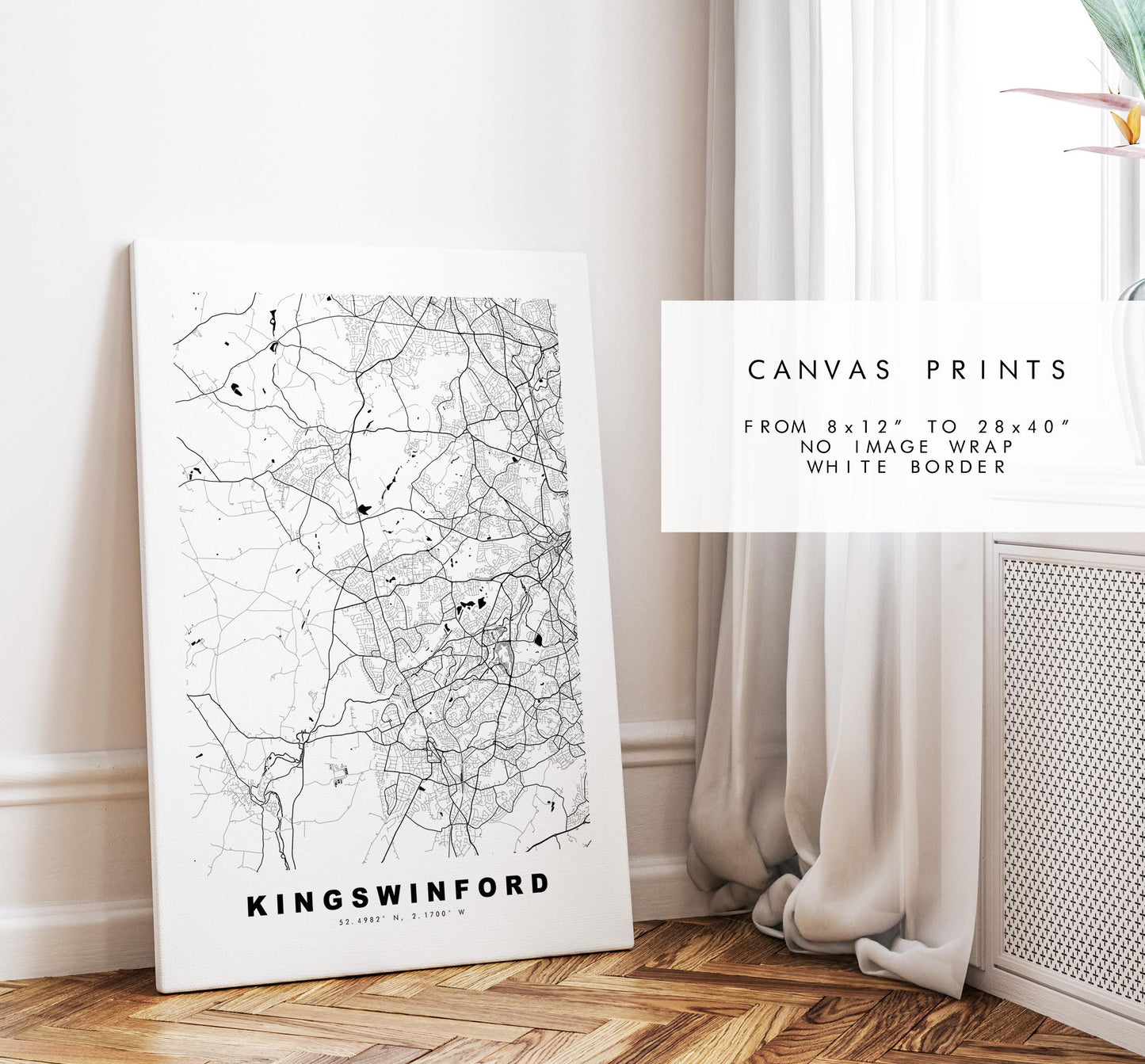 Kingswinford Map Print - Minimalist City Map Poster - Map Art - UK - Kingswinford Print - West Midlands - Different Colours Available