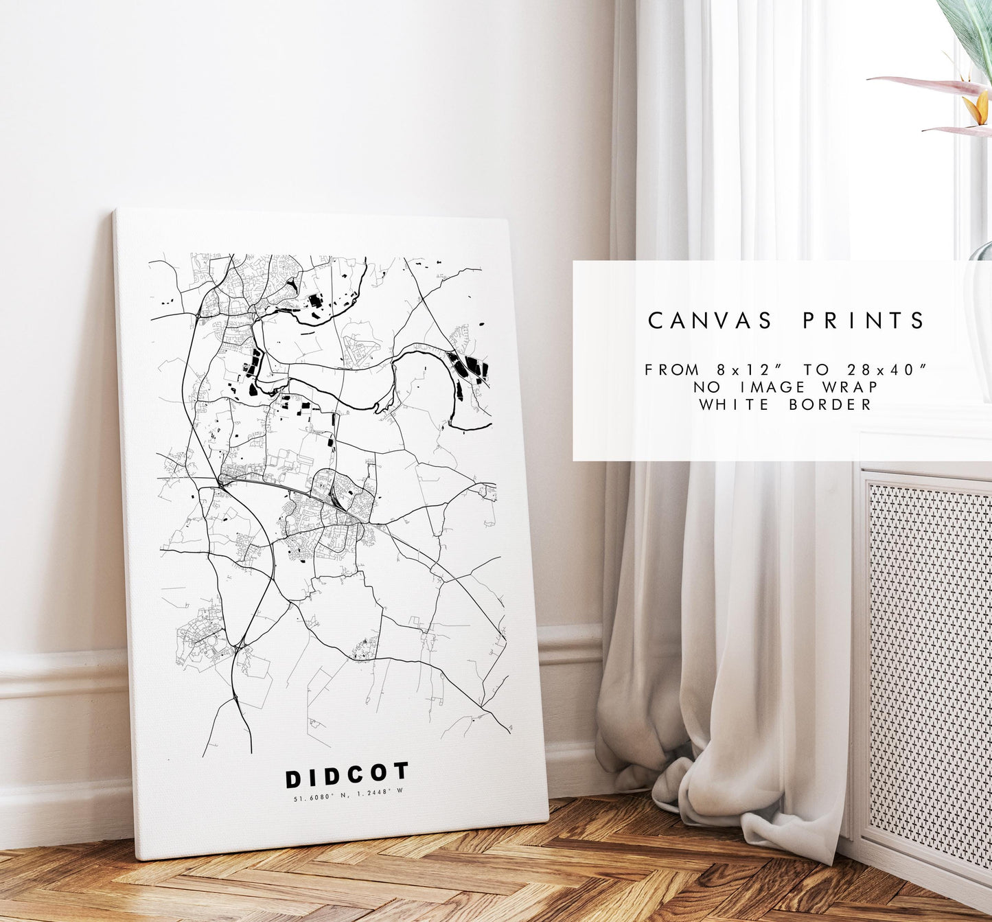 Didcot Map Print - Minimalist City Map Poster - Map Art - UK - Didcot Print - Didcot, Oxfordshire - Different Colours Available