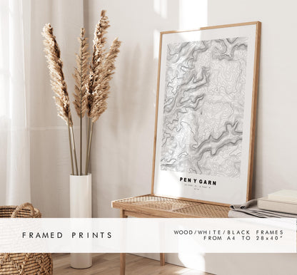 Pen y Garn Map Print - Contour Map - Pen y Garn Poster - Wales - Topographic Map - Print - Poster - Wall Art - Cambrian Mountains