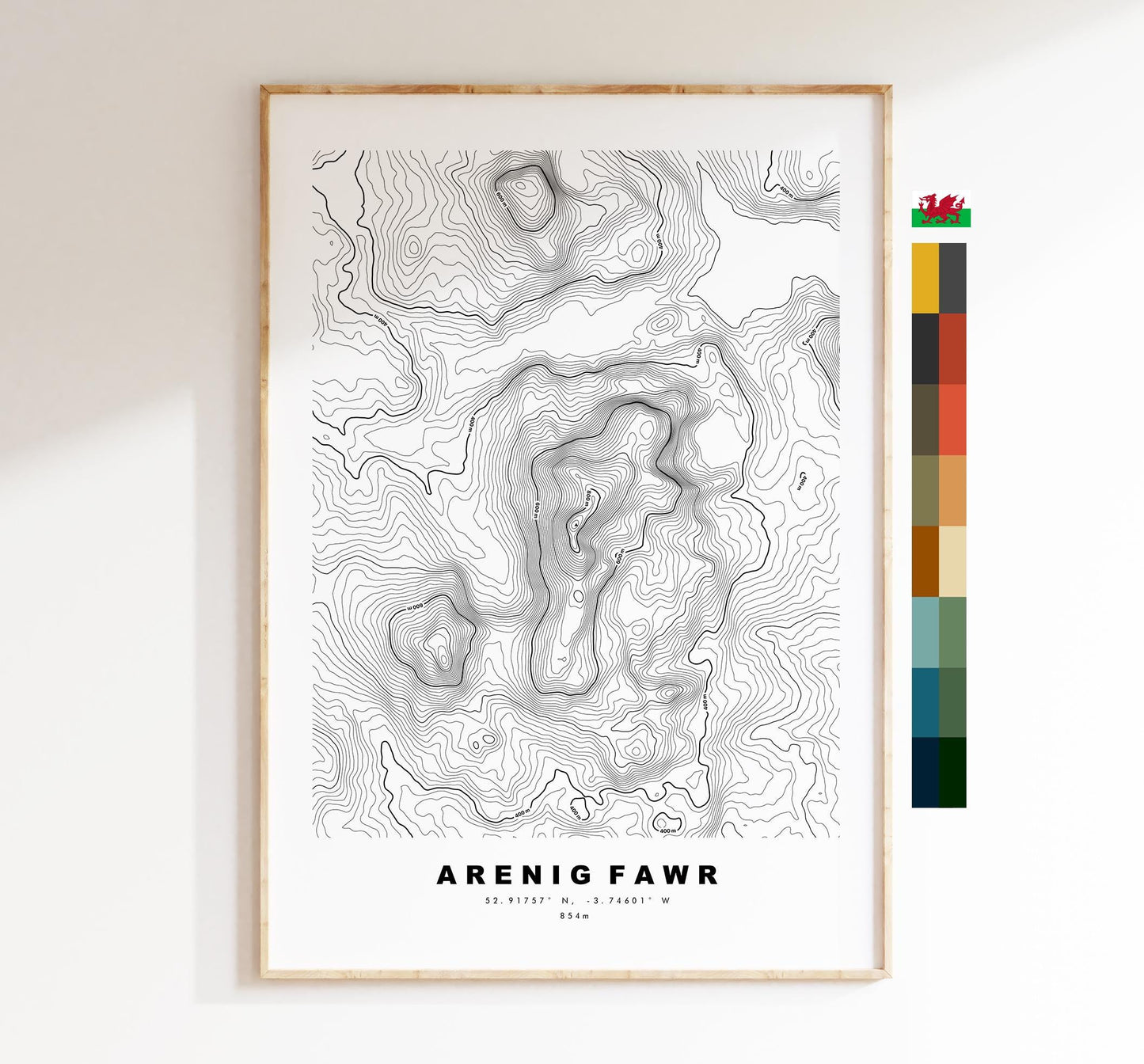 Arenig Fawr Map Print - Contour Map - Arenig Fawr Poster - Wales - Topographic Map - Print - Poster - Wall Art - Arenig Fawr Print