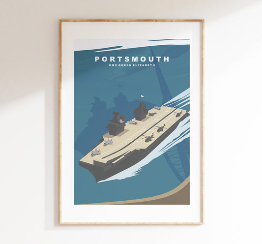 HMS Queen Elizabeth - Portsmouth Travel Poster - Wall Art Print - Southsea and Portsmouth Travel Posters - Prints or Framed Prints