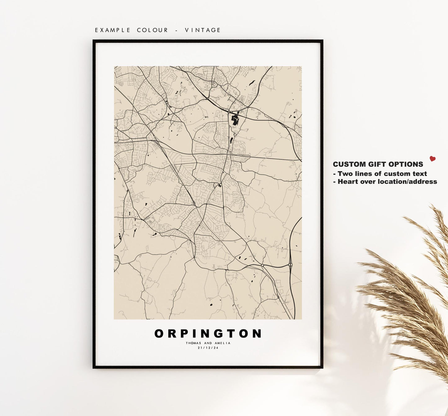 Orpington Map Print - Minimalist City Map Poster - Map Art - UK - Orpington Print - Orpington, London - Different Colours Available