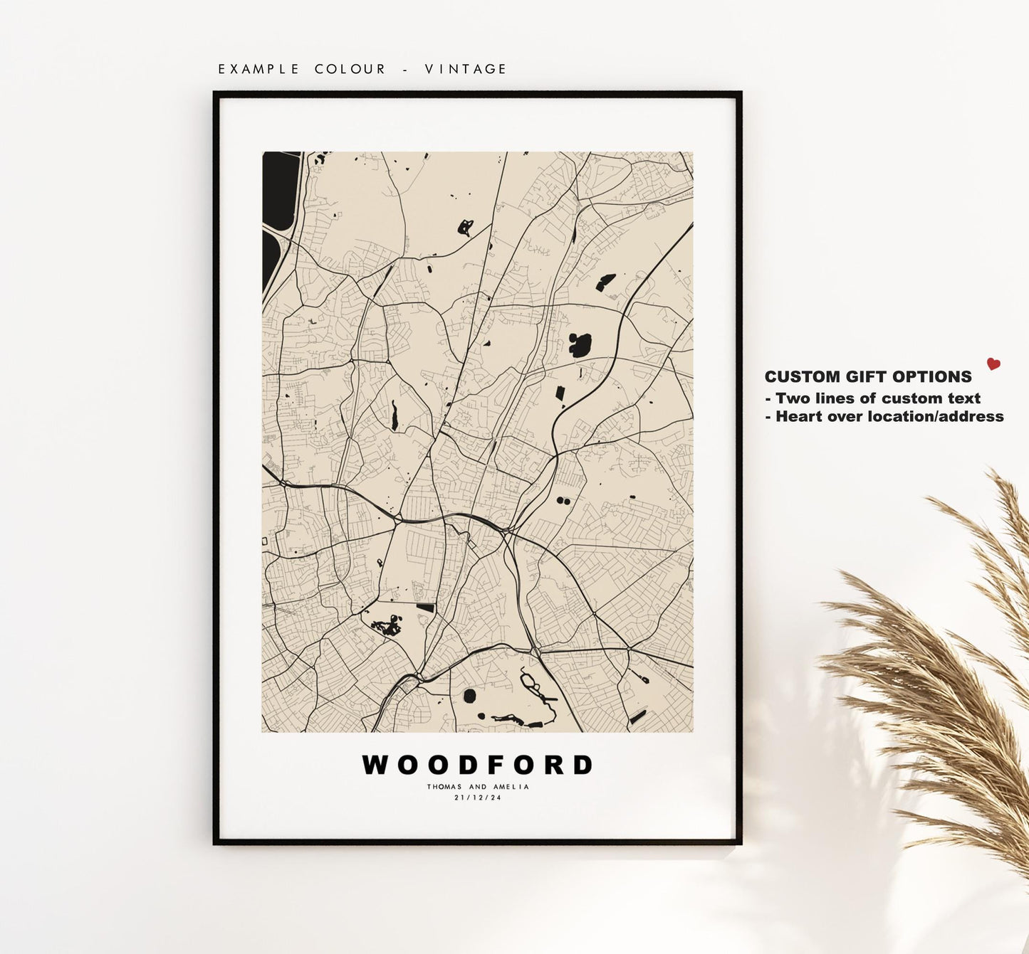 Woodford Map Print - Minimalist City Map Poster - Map Art - UK - Woodford Print - Woodford, London - Different Colours Available