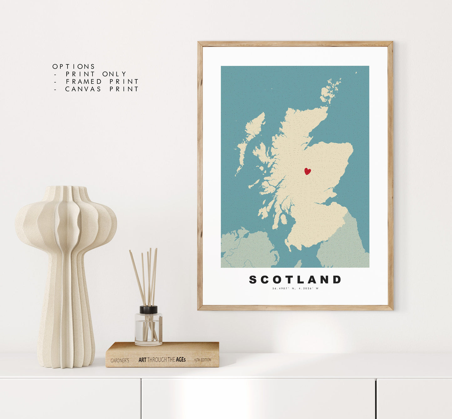 Scotland Map Print - Personalised Map Gift - Framed or Canvas Options Available - Custom Text Options - Personalised Gift - UK and Counties