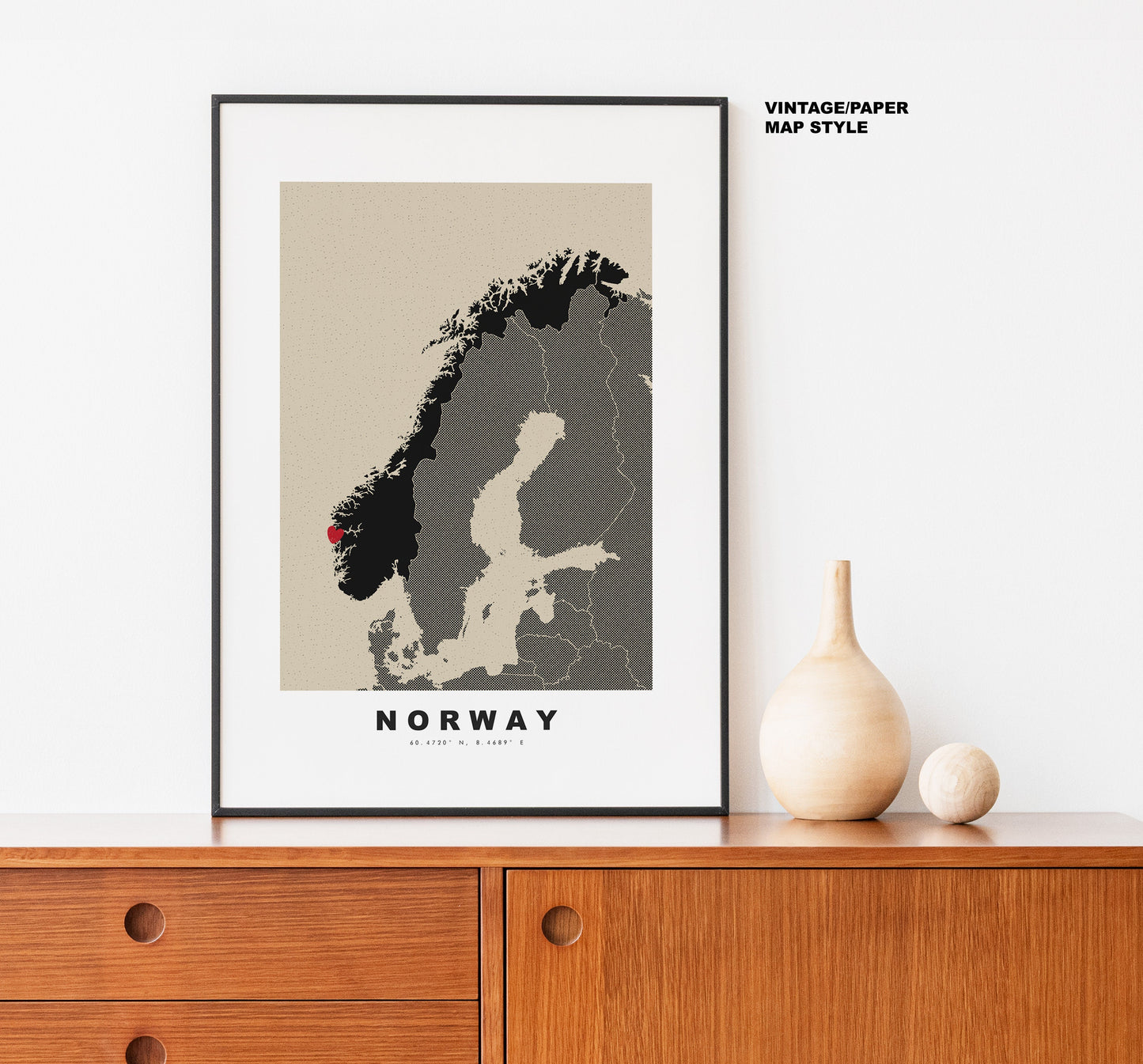 Norway Map Print - Personalised Map Gift - Framed or Canvas Options Available - Custom Text Options - Personalised Gift - Europe