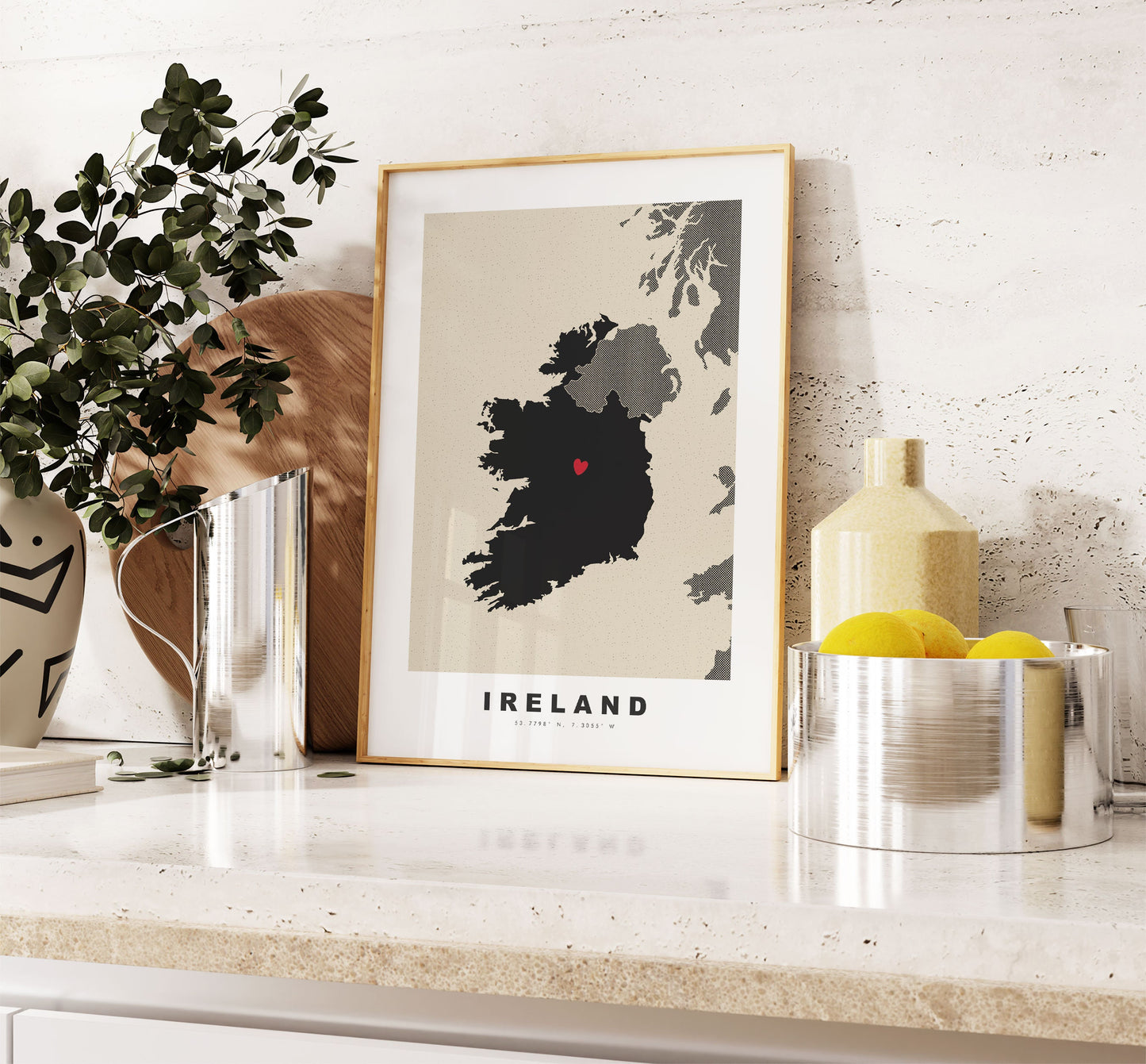 Ireland Map Print - Personalised Map Gift - Framed or Canvas Options Available - Custom Text Options - Personalised Gift - Europe