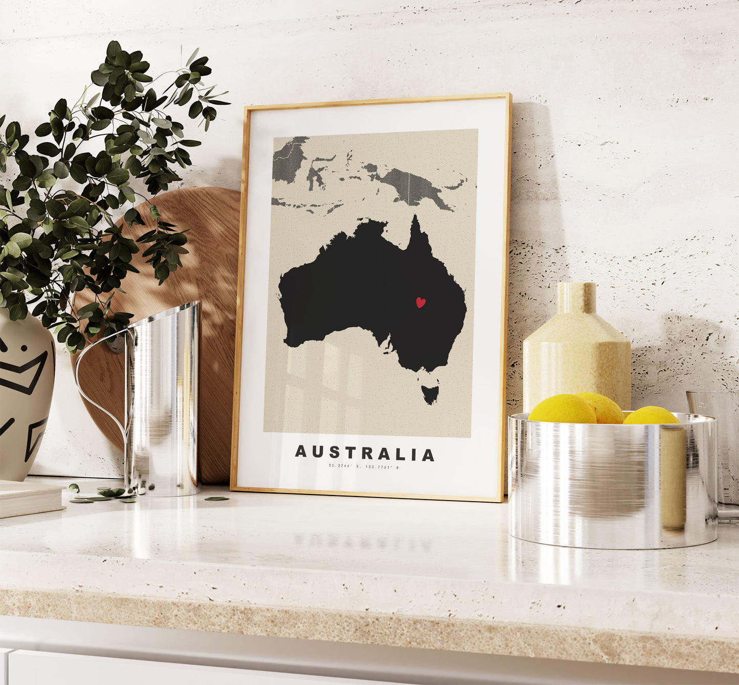 Australia Map Print - Personalised Map Gift - Framed or Canvas Options Available - Custom Text Options - Personalised Gift - Oceania