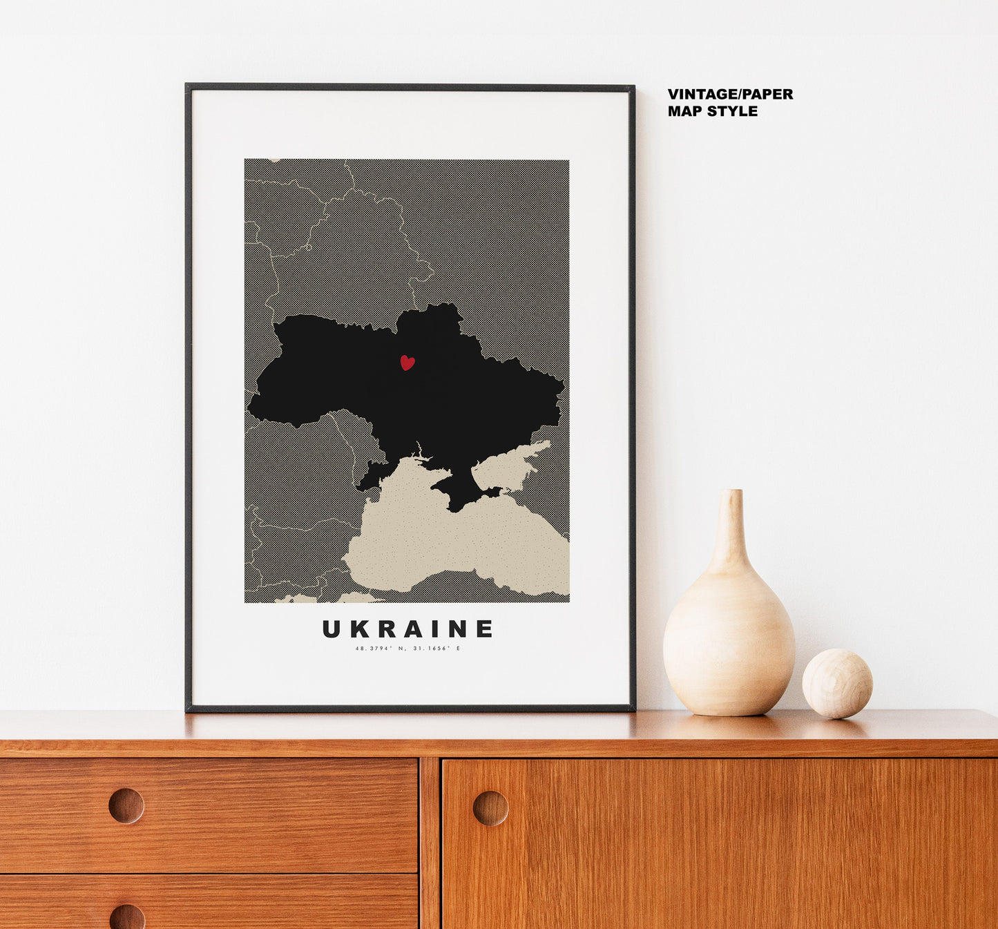 Ukraine Map Print - Personalised Map Gift - Framed or Canvas Options Available - Custom Text Options - Personalised Gift - Europe