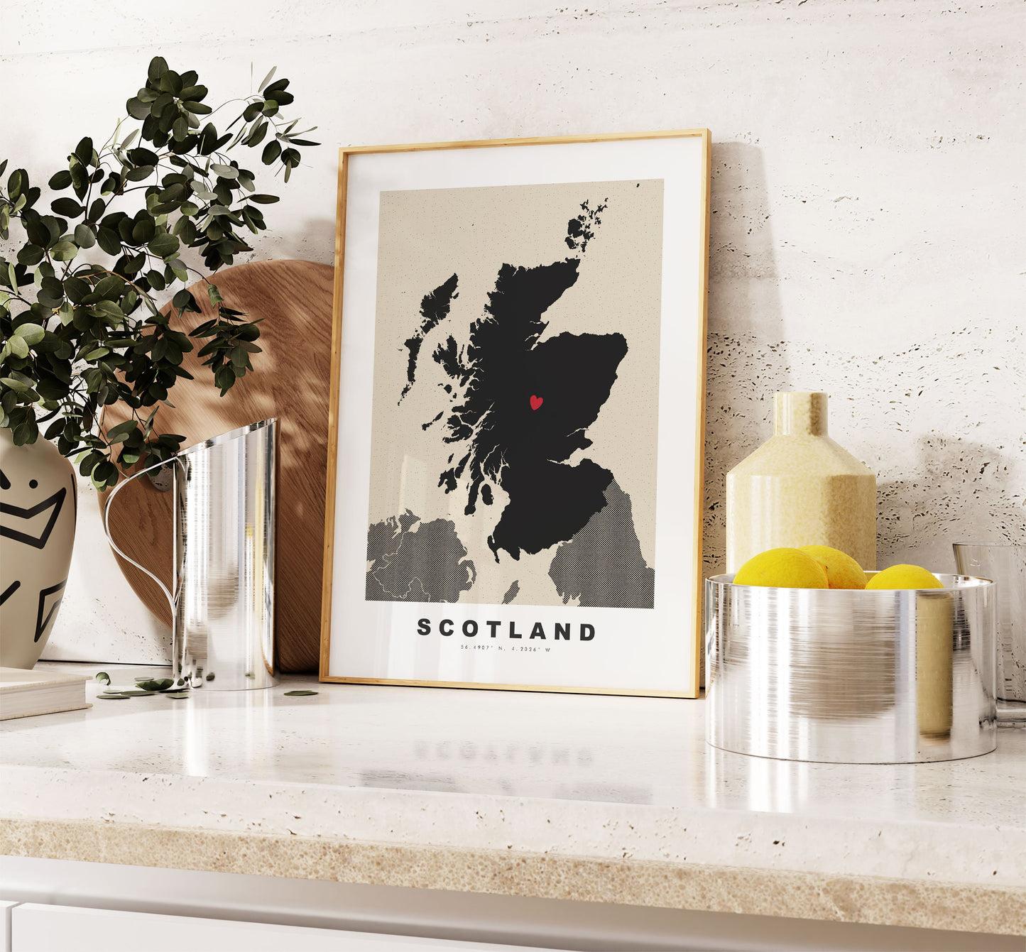 Scotland Map Print - Personalised Map Gift - Framed or Canvas Options Available - Custom Text Options - Personalised Gift - UK and Counties