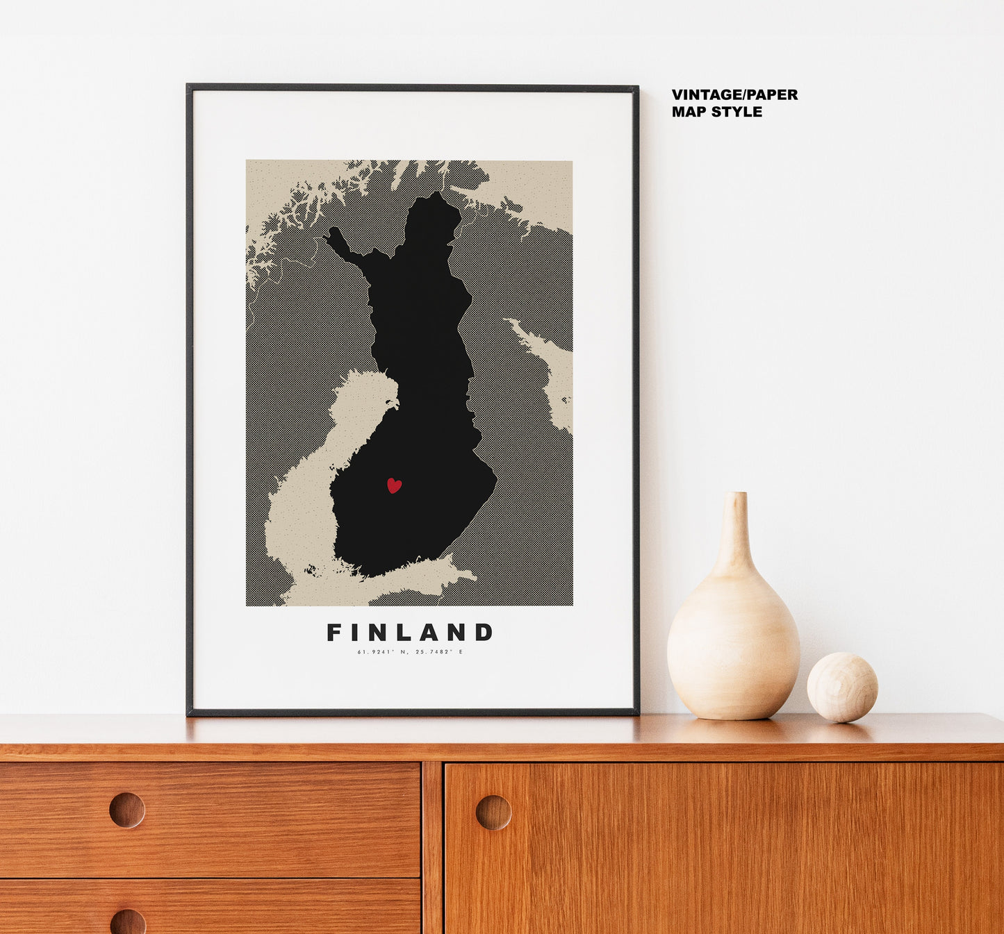 Finland Map Print - Personalised Map Gift - Framed or Canvas Options Available - Custom Text Options - Personalised Gift - Europe