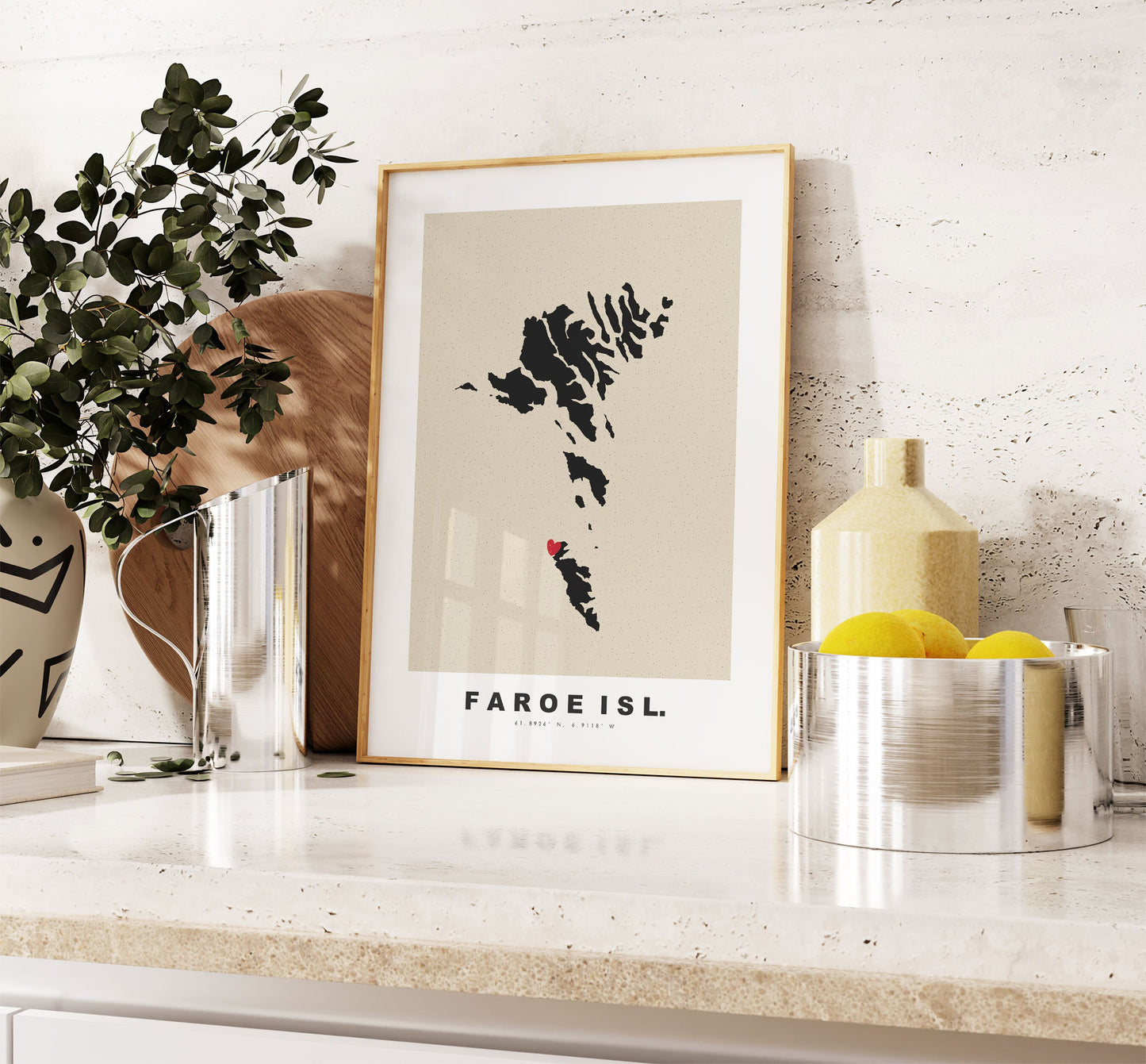 Faroe Islands Map Print - Personalised Map Gift - Framed or Canvas Options Available - Custom Text Options - Personalised Gift - Europe