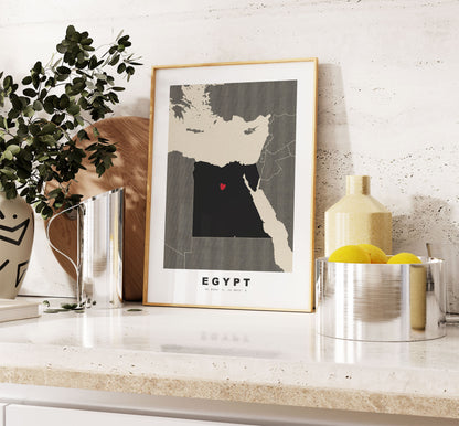 Egypt Map Print - Personalised Map Gift - Framed or Canvas Options Available - Custom Text Options - Personalised Gift - Africa