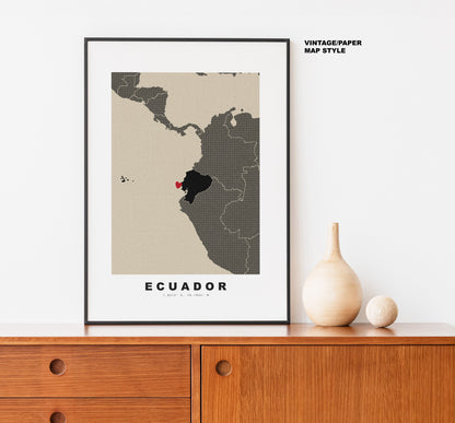 Ecuador Map Print - Personalised Map Gift - Framed or Canvas Options Available - Custom Text Options - Personalised Gift - South America