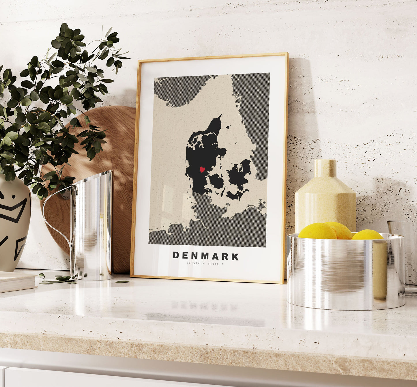 Denmark Map Print - Personalised Map Gift - Framed or Canvas Options Available - Custom Text Options - Personalised Gift - Europe