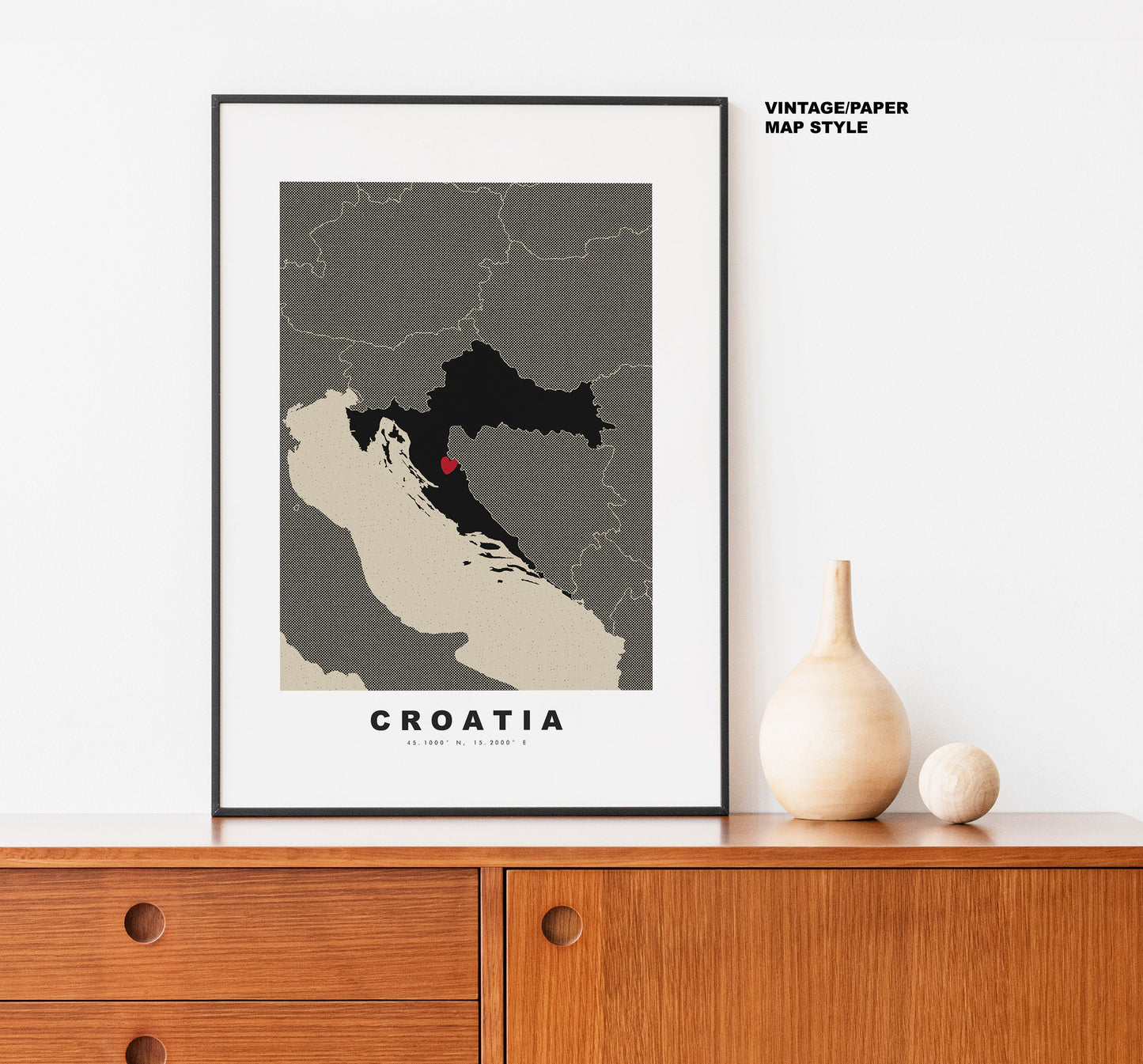 Croatia Map Print - Personalised Map Gift - Framed or Canvas Options Available - Custom Text Options - Personalised Gift - Europe