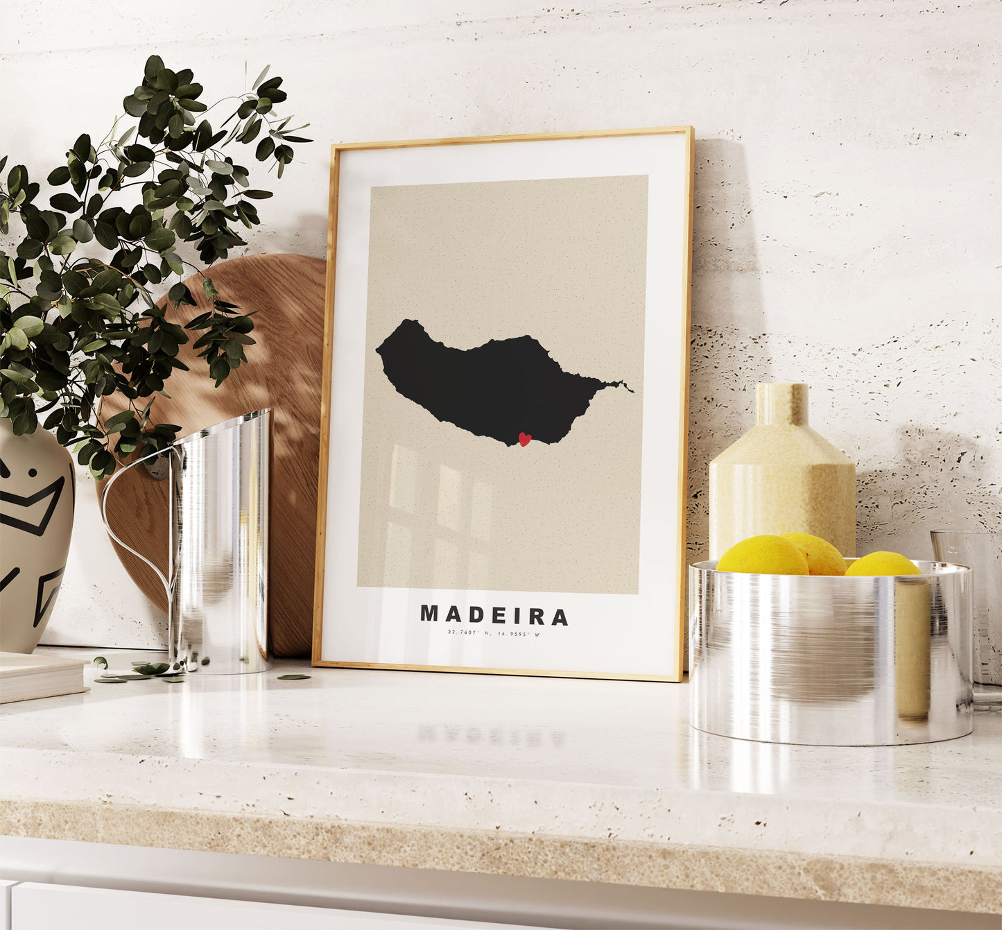 Madeira Map Print - Personalised Map Gift - Framed or Canvas Options Available - Custom Text Options - Personalised Gift - Portugal & Islands