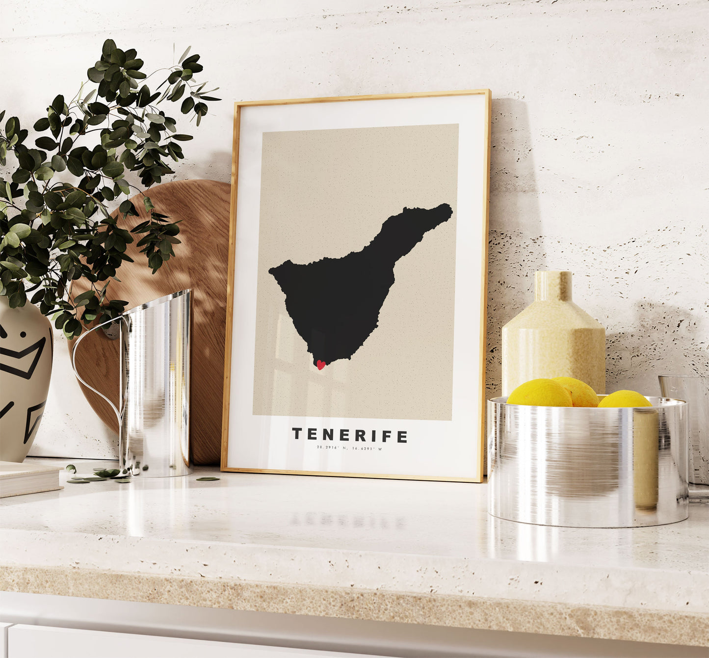 Tenerife Map Print - Personalised Map Gift - Framed or Canvas Options Available - Custom Text Options - Personalised Gift - Spain & Islands