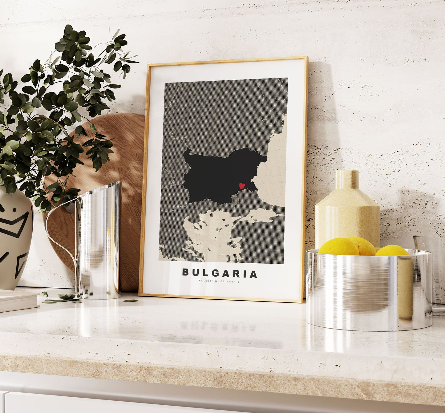 Bulgaria Map Print - Personalised Map Gift - Framed or Canvas Options Available - Custom Text Options - Personalised Gift - Europe