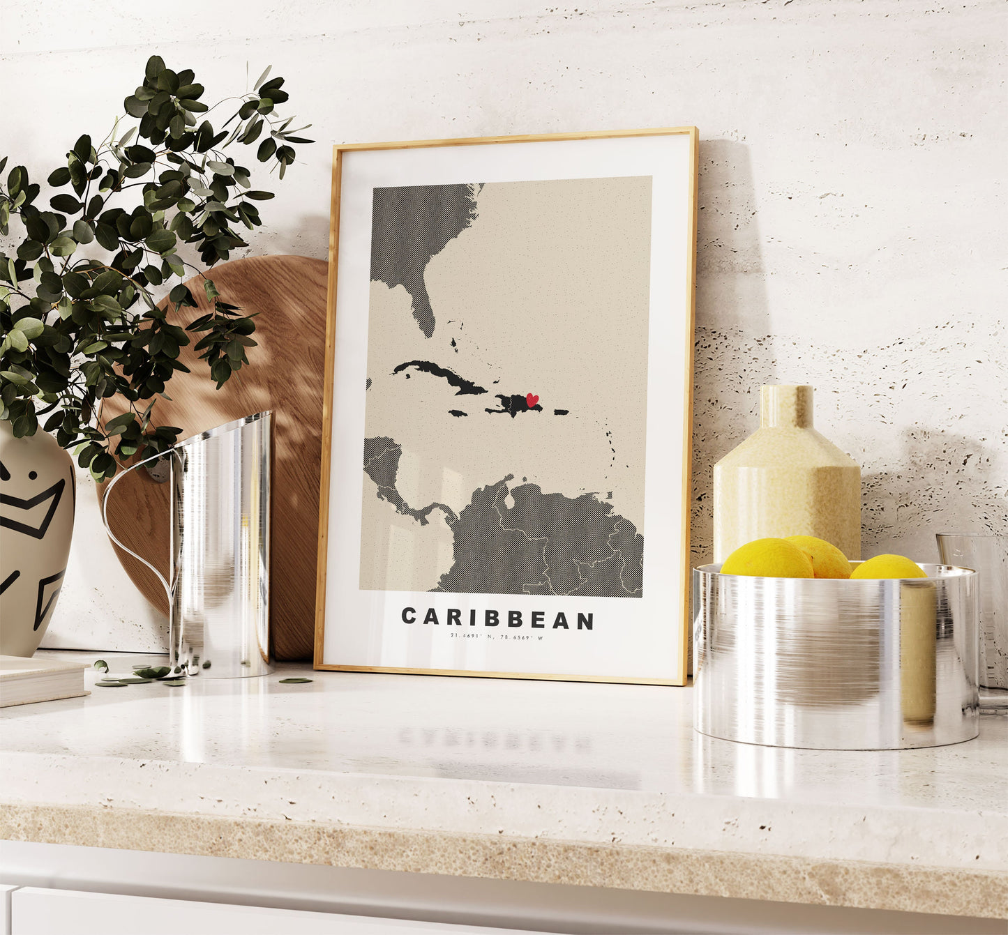 Caribbean Map Print - Personalised Map Gift - Framed or Canvas Options Available - Custom Text Options - Personalised Gift - Carribean