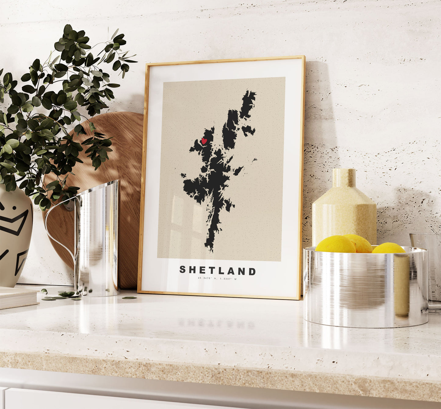 Shetland Map Print - Personalised Map Gift - Framed or Canvas Options Available - Custom Text Options - Personalised Gift - UK and Counties