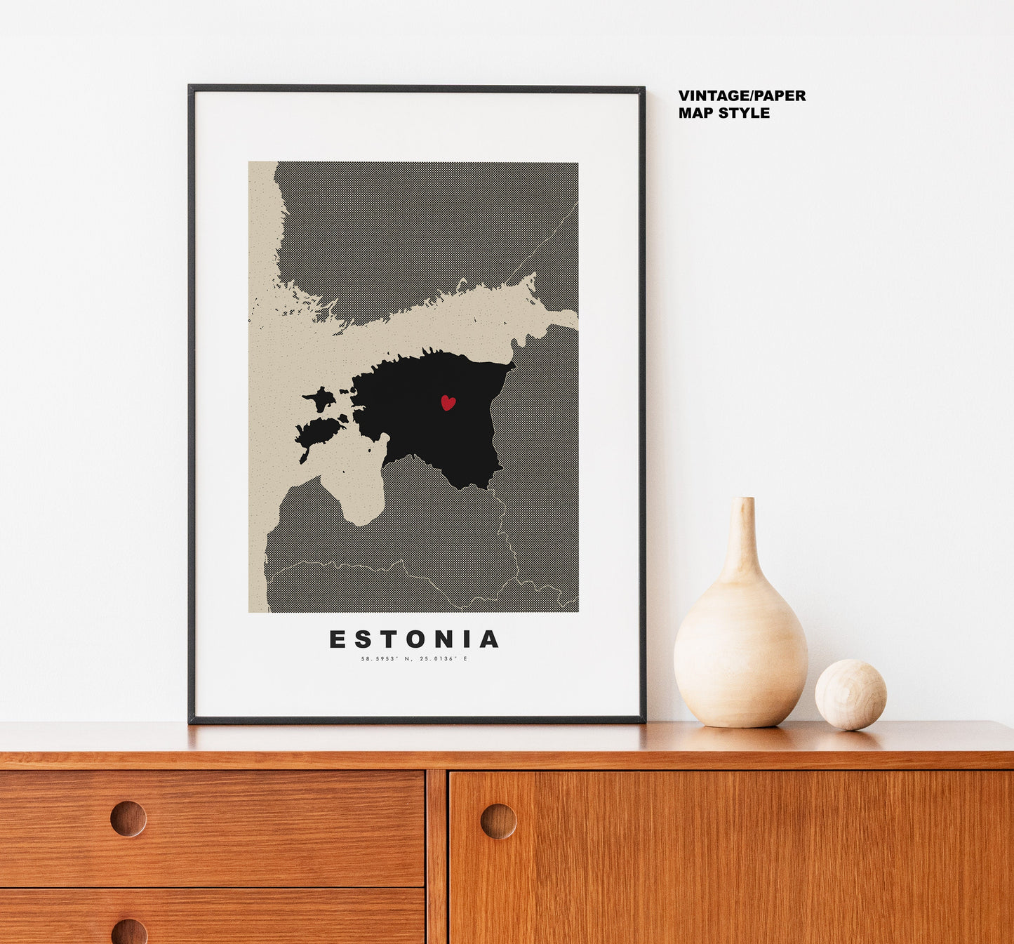 Estonia Map Print - Personalised Map Gift - Framed or Canvas Options Available - Custom Text Options - Personalised Gift - Europe