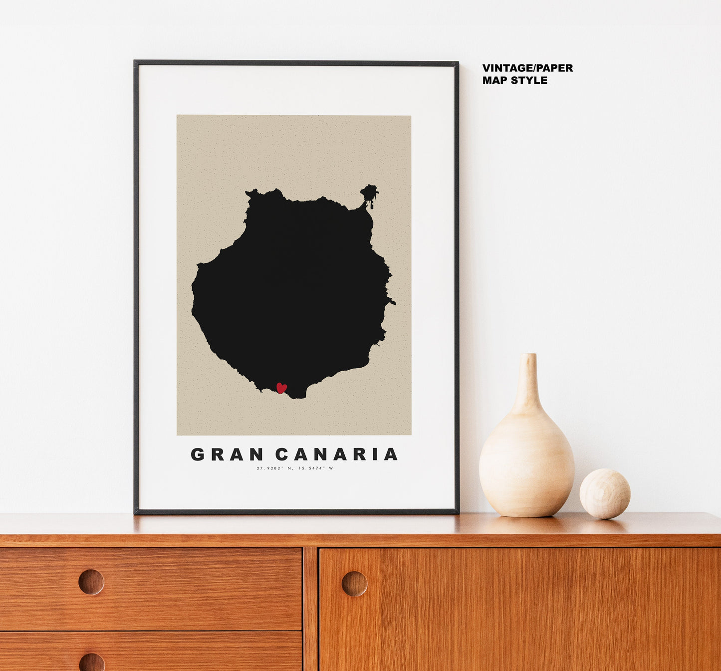 Gran Canaria Map Print - Personalised Map Gift - Framed or Canvas Options Available - Custom Text Options - Personalised Gift - Spain & Islands