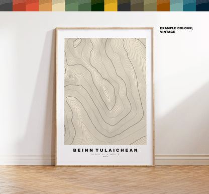 Beinn Tulaichean Print - Contour Map -  Beinn Tulaichean Poster - Scotland - Topographic Map - Print - Wall Art - Beinn Tulaichean Map