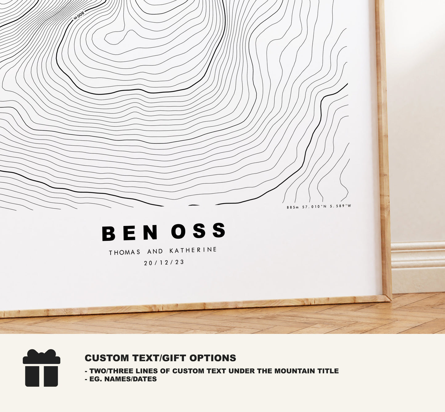 Ben Oss Print - Contour Map - Ben Oss Poster - Scotland - Topographic Map - Print - Wall Art - Beinn Os Map