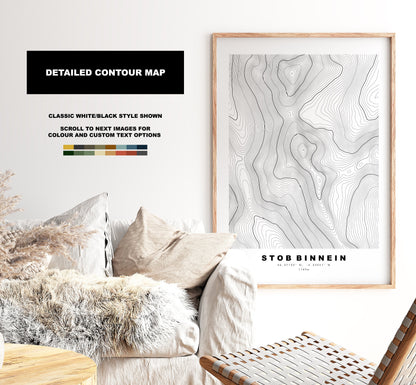 Stob Binnein Print - Contour Map - Stob Binnein Poster - Scotland - Topographic Map - Print - Wall Art - Stob Binnein Map