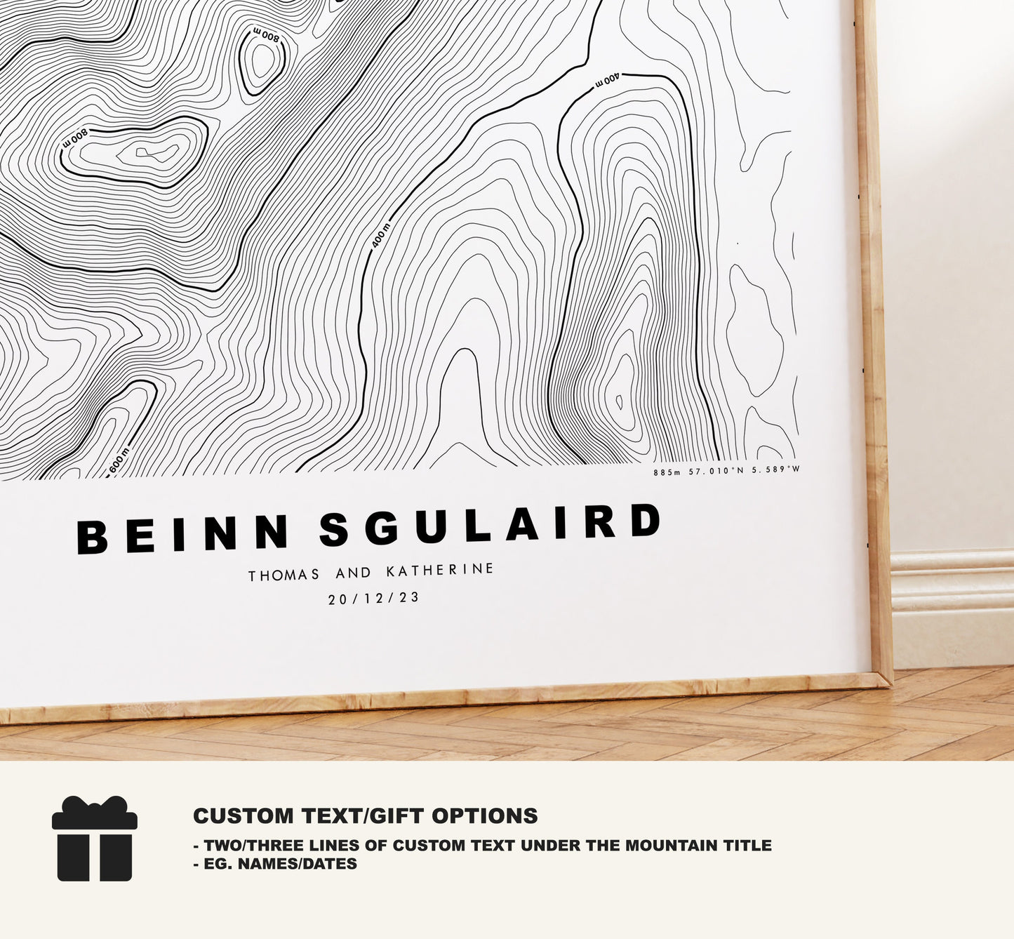 Bienn Sgulaird Print - Contour Map - Bienn Sgulaird Poster - Scotland - Topographic Map - Print - Wall Art - Beinn Sguiliaird Map