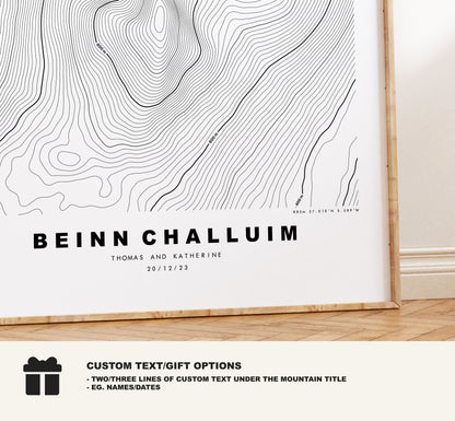 Ben Starav Print - Contour Map - Ben Starav Poster - Scotland - Topographic Map - Print - Wall Art - Beinn Starabh Map