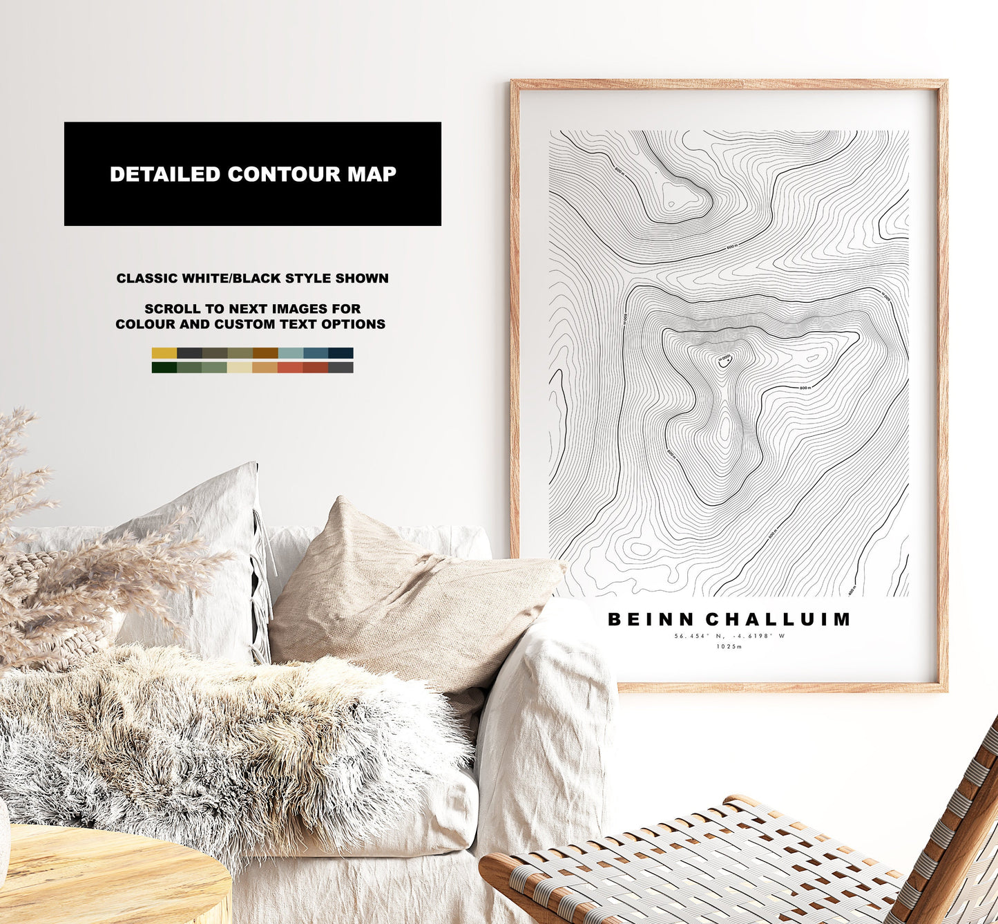 Ben Starav Print - Contour Map - Ben Starav Poster - Scotland - Topographic Map - Print - Wall Art - Beinn Starabh Map