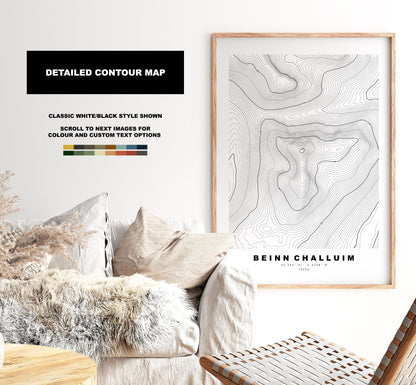 Ben Starav Print - Contour Map - Ben Starav Poster - Scotland - Topographic Map - Print - Wall Art - Beinn Starabh Map