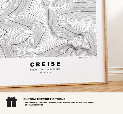 Creise Print - Contour Map - Creise Poster - Scotland - Topographic Map - Print - Wall Art - A' Chrèise Map