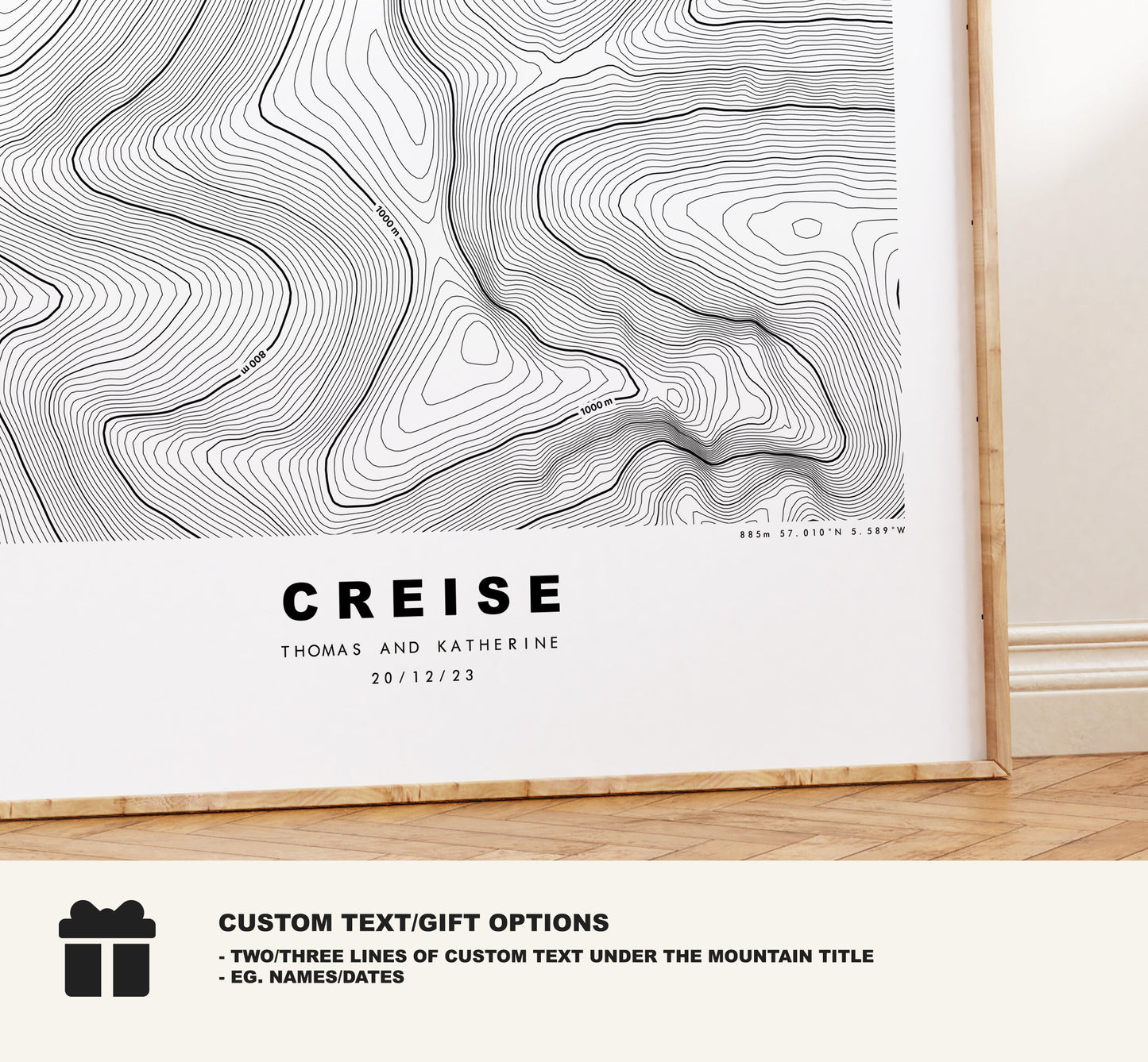 Sgùrr na Ciste Duibhe Print - Contour Map - Sgùrr na Ciste Duibhe Poster - Scotland - Topographic Map - Print - Wall Art - Cisteachan Dubha