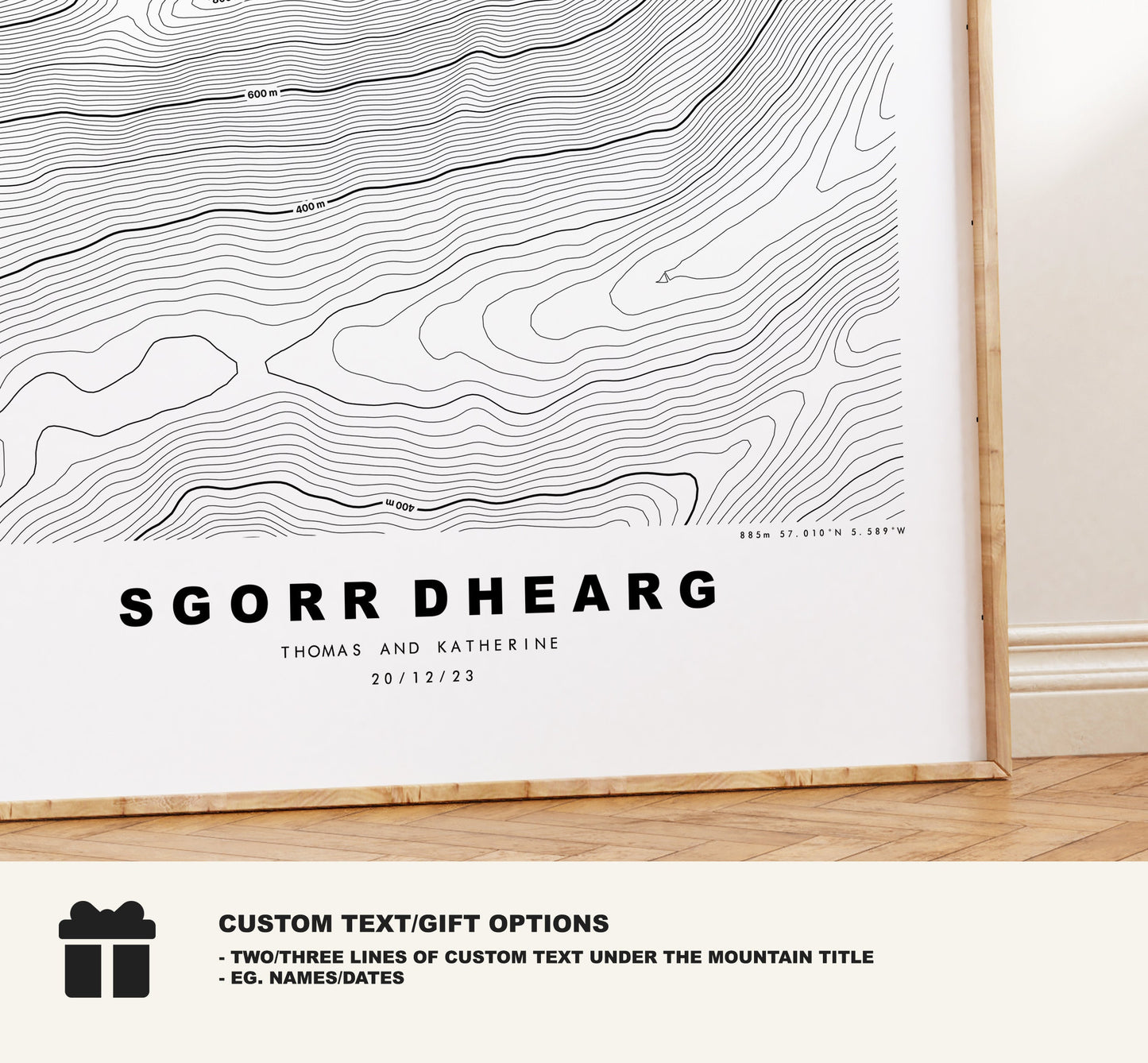 Sgorr Dhearg Print - Contour Map - Sgorr Dhearg Poster - Scotland - Topographic Map - Print - Wall Art - Beinn a' Bheithir Map