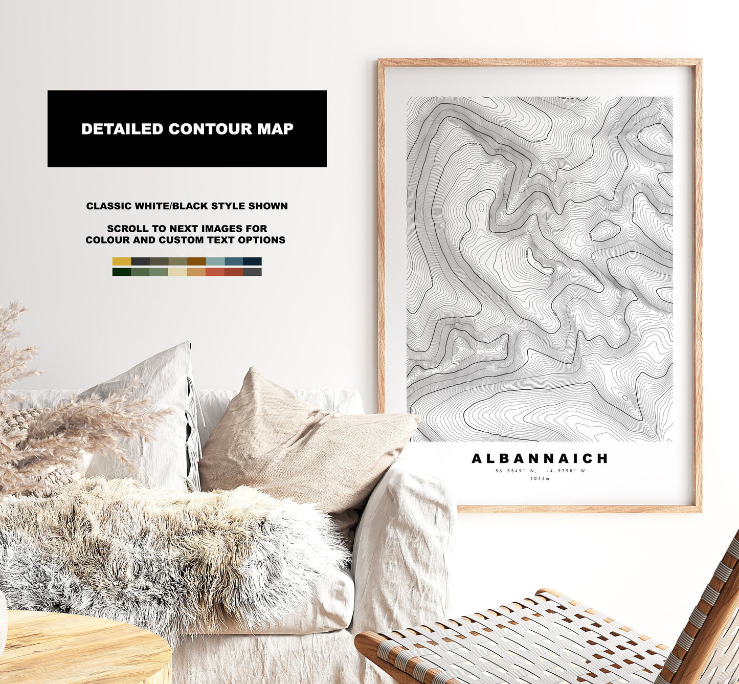 Albannaich Print - Contour Map - Stob Coir'an Albannaich Poster - Scotland - Topographic Map - Print - Wall Art - Albannaich Map