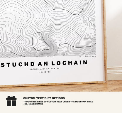 Stuchd an Lochain Print - Contour Map - Stuchd an Lochain Poster - Scotland - Topographic Map - Print - Wall Art - Stuchd an Lochain Map