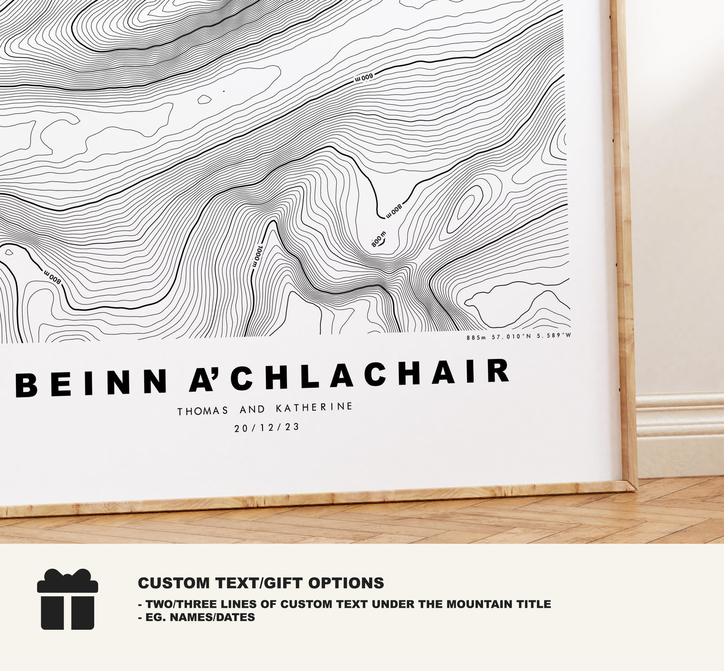 Beinn a'Chlachair Print - Contour Map - Beinn a'Chlachair Poster - Scotland - Topographic Map - Print - Wall Art - Beinn a'Chlachair Map